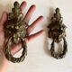 Pair of bronze door knockers - Empire lion head handles