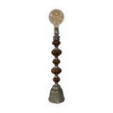 Teak and zinc bobbin style large table lamp, Denmark, 1970s