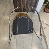 1 Linda armchair chair by Arrben in camel brown leather with a chrome steel frame.