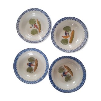 4 assiettes motifs différents St Clément XIXe