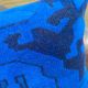 Vintage Turkish Rug Cushion, Handmade Electric Blue Geometric Wool Pillow