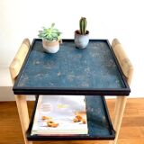 Side table or sofa end table with compass feet