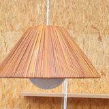 Scandinavian pendant light in rattan and opaline glass