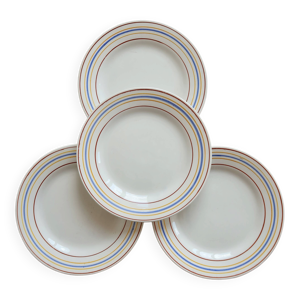 4 assiettes à dessert - rayures