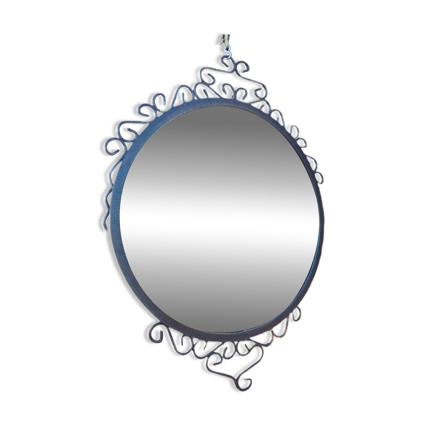 Vintage wrought iron round mirror