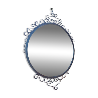 Miroir rond fer forgé vintage