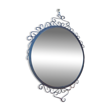 Vintage wrought iron round mirror
