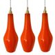 Set of three new electrified orange vintage pendant lamps