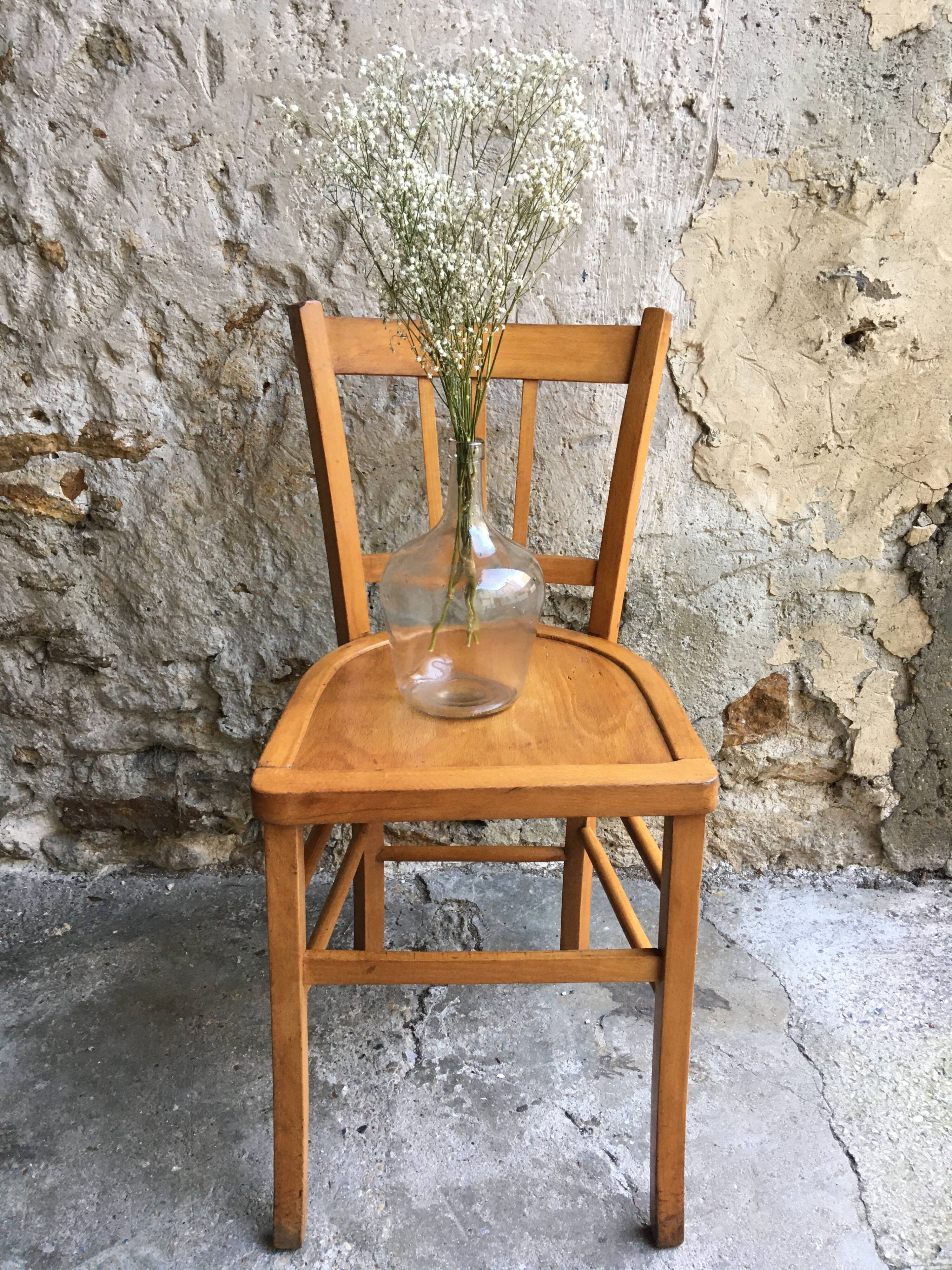 Set of 4 wooden farm chairs