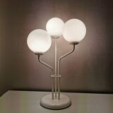 Vintage table lamp in white metal with 3 balls, 80s