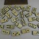 Old game 28 dominoes bone wood ebony antique french dominoes game