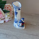 Vintage Small Porcelain Vase Delf Blue and White Heart Shape