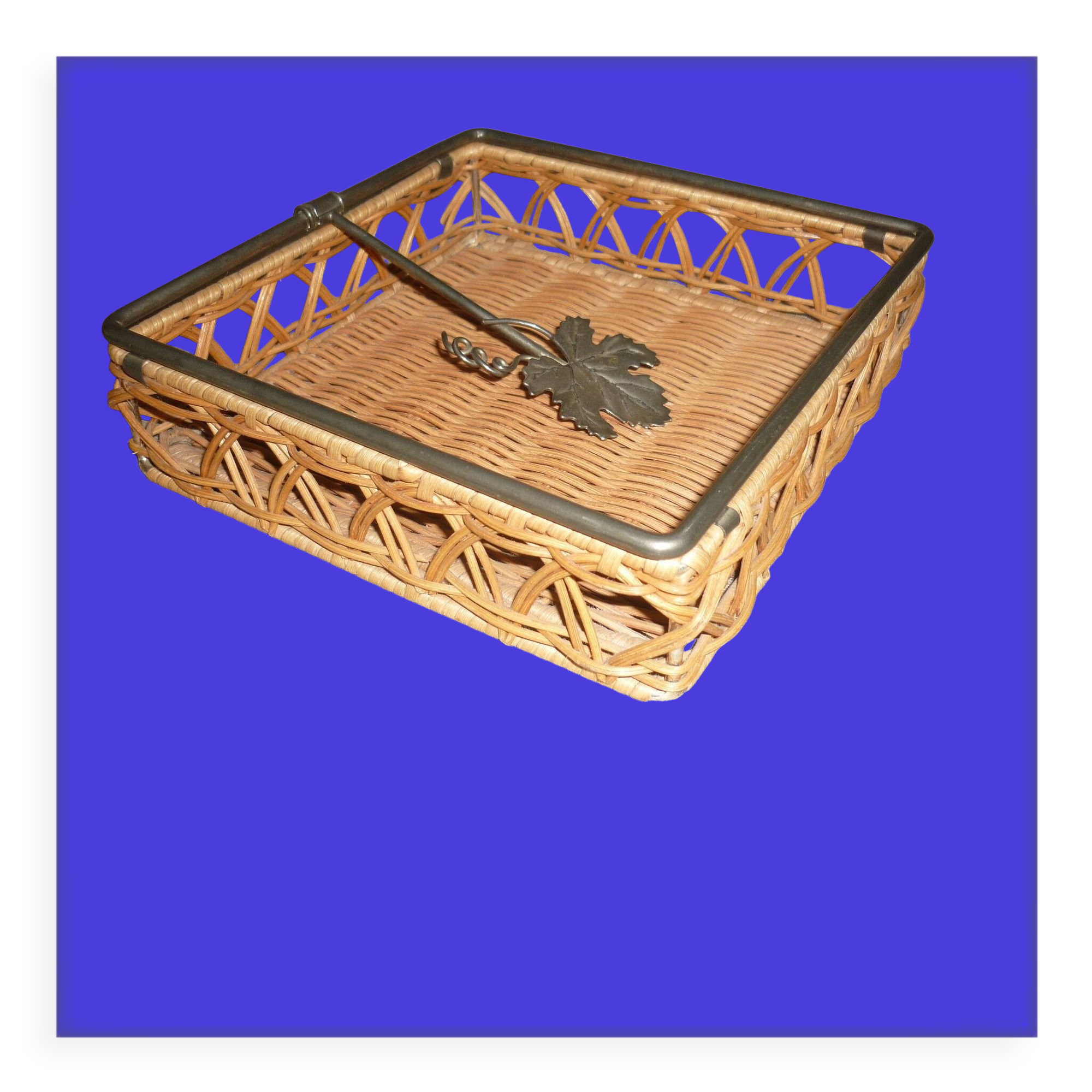 Metal and wicker napkin rack