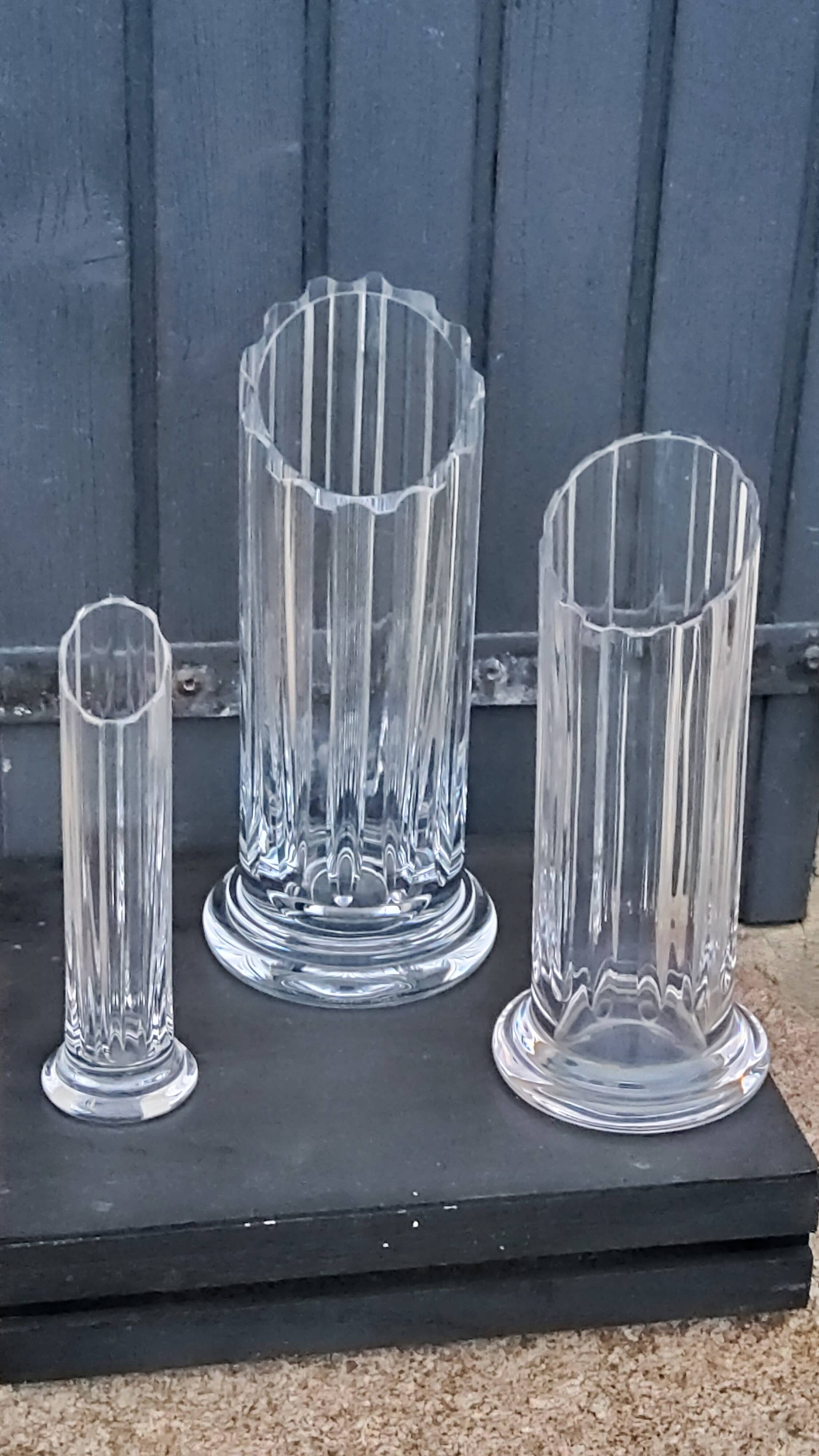 Set of 3 Daum crystal vases model Cythère from the 80s