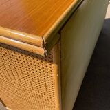 Vintage wooden and cane sideboard from the 70s