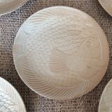 5 stoneware fish plates