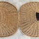 Pair of rattan and black metal armchairs, 1950s/60s