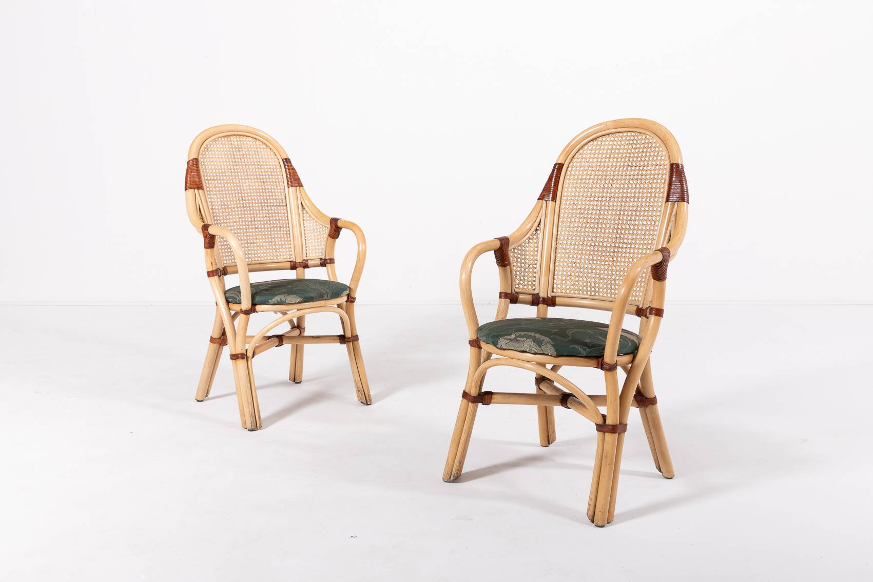 Set of 2 Vintage 1970’s Rattan-Bamboo indoor/outdoor chairs