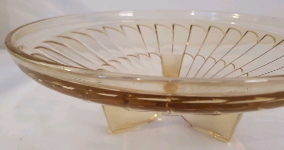 Art deco trinket bowl  thick glass