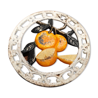 Dessous de plat rond ancien métal Fruits Orange dp1021F58