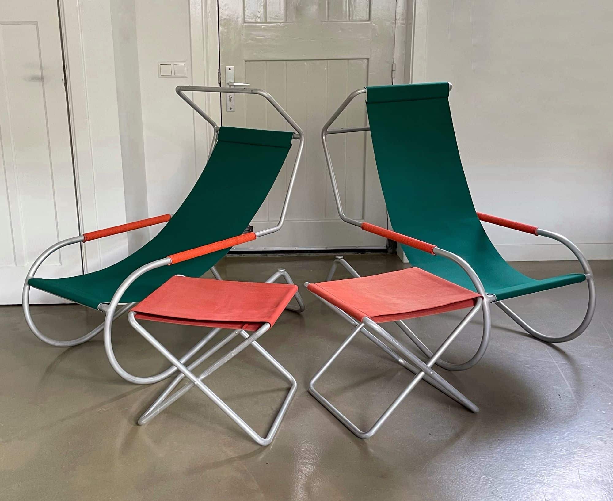 Set of midcentury 'Lido' sun lounge chairs, design Battista and Gino Giudici