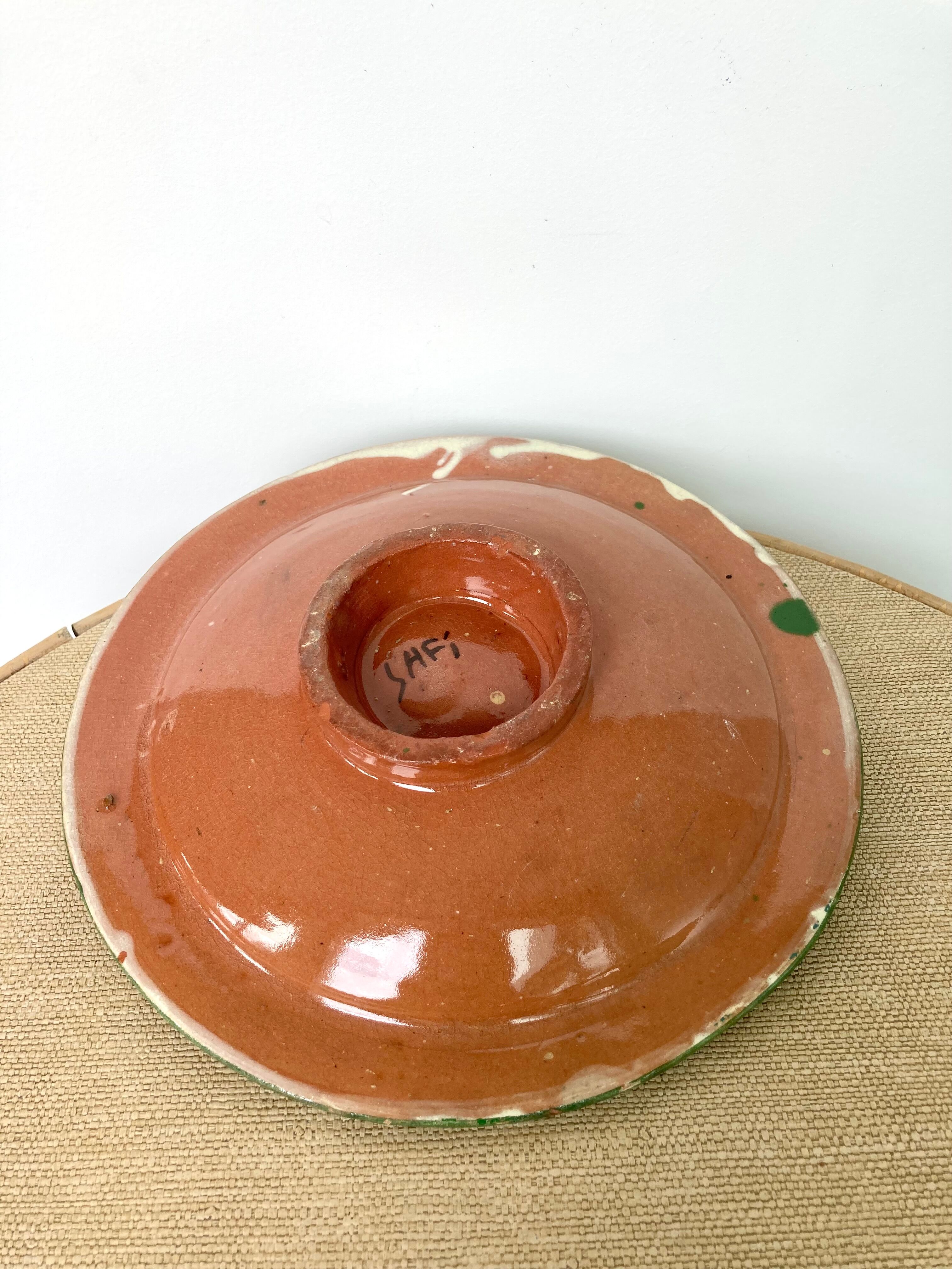 Vintage Safi ceramic cutting dish in Morocco
