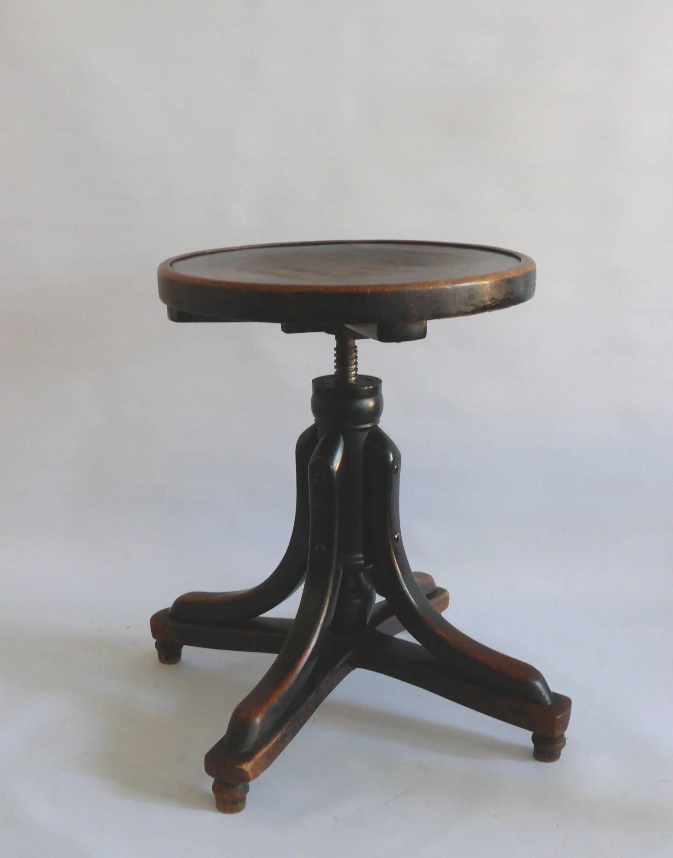 Piano stool / swivel stool, J. & J. Kohn company, antique bentwood stool, circa 1900