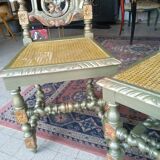 Set of 2 Henri II style fluted chairs, renovated