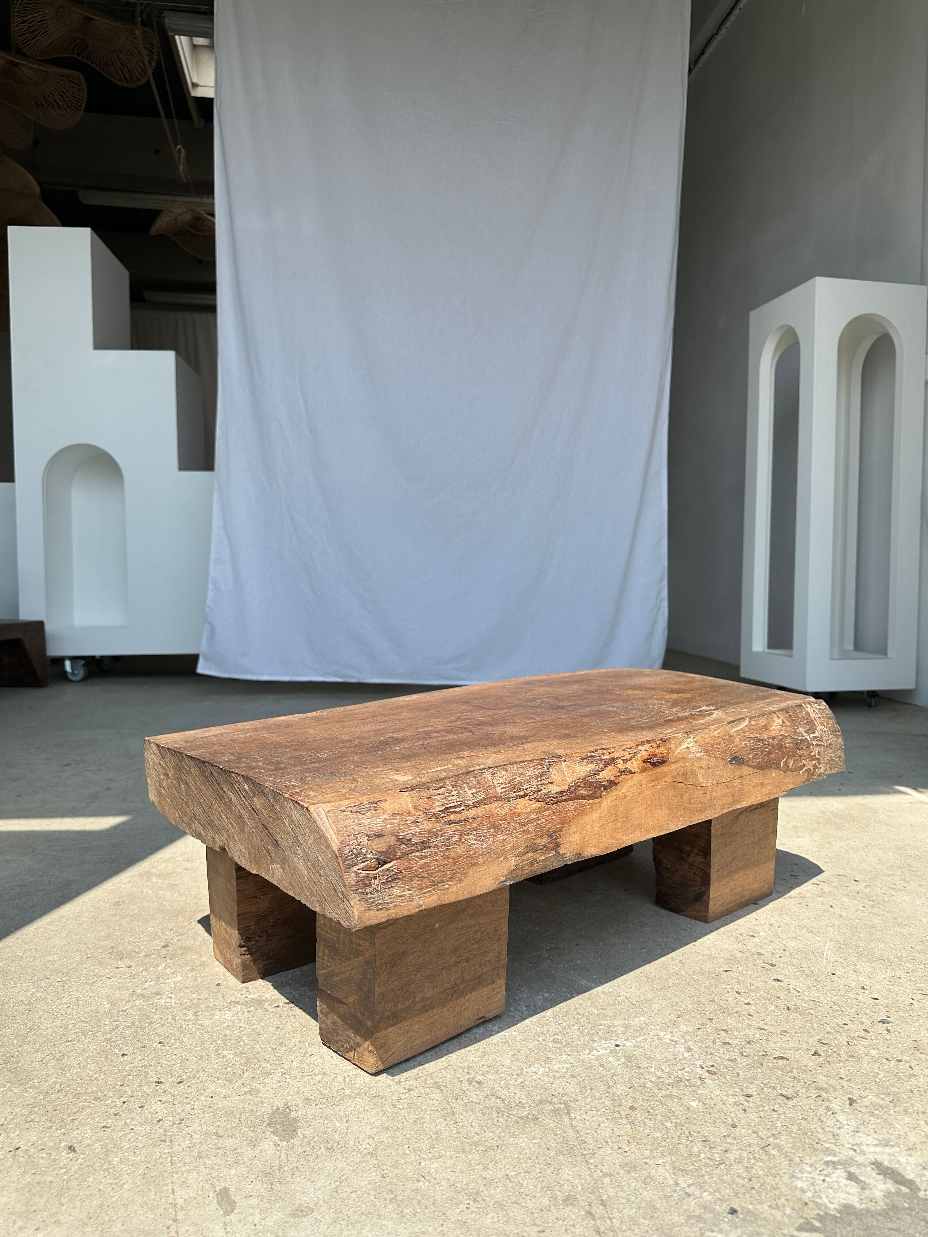 Asian solid wood quadripod brutalist coffee table H30 L81 l42