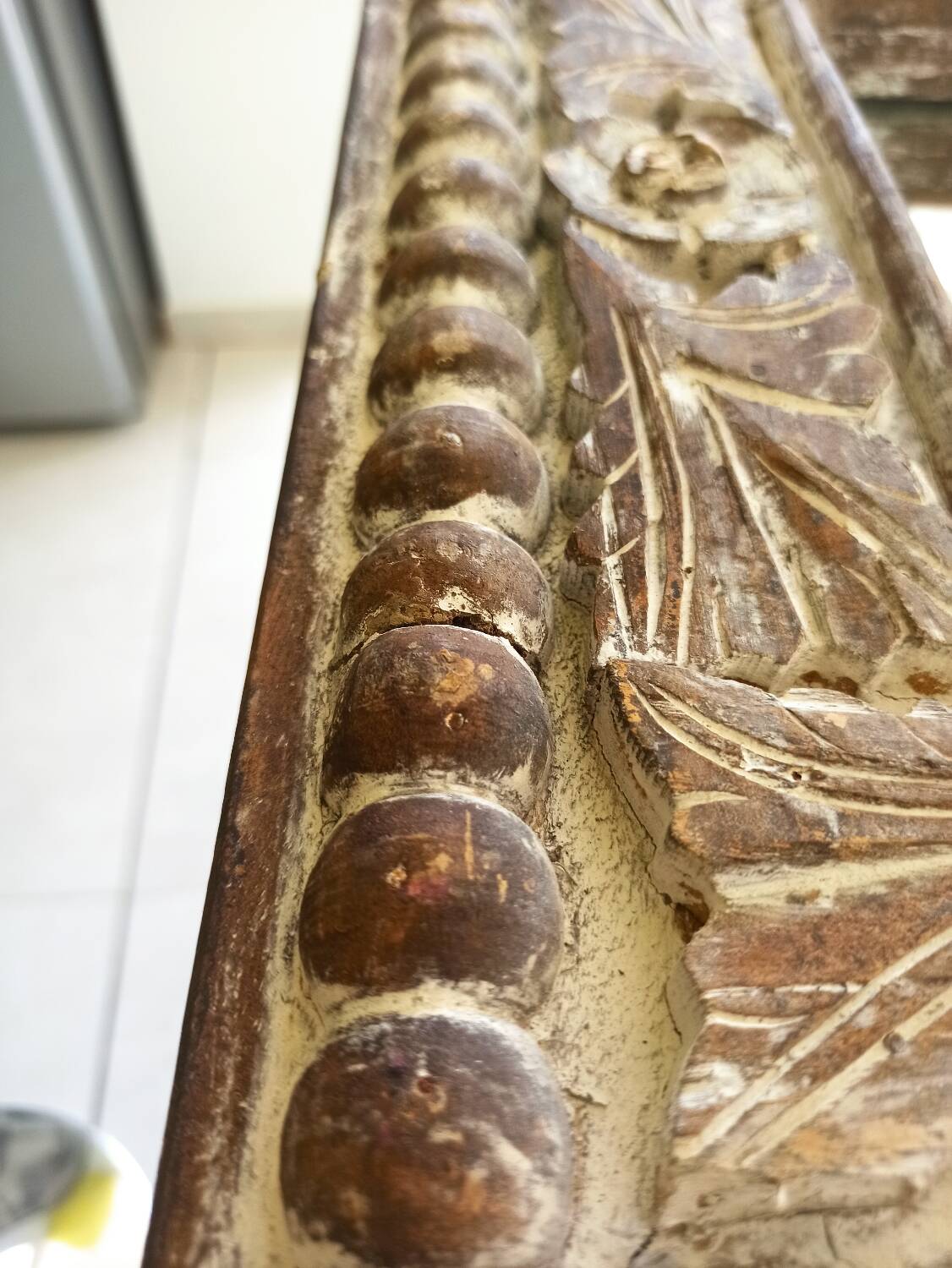 Shabby mirror, carved wooden frame