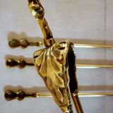 Servant, accessories fireplace, marked chiseled bronze and brass, 5 pieces
