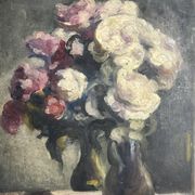 Huile sur panneau nature morte bouquet signée début XXème