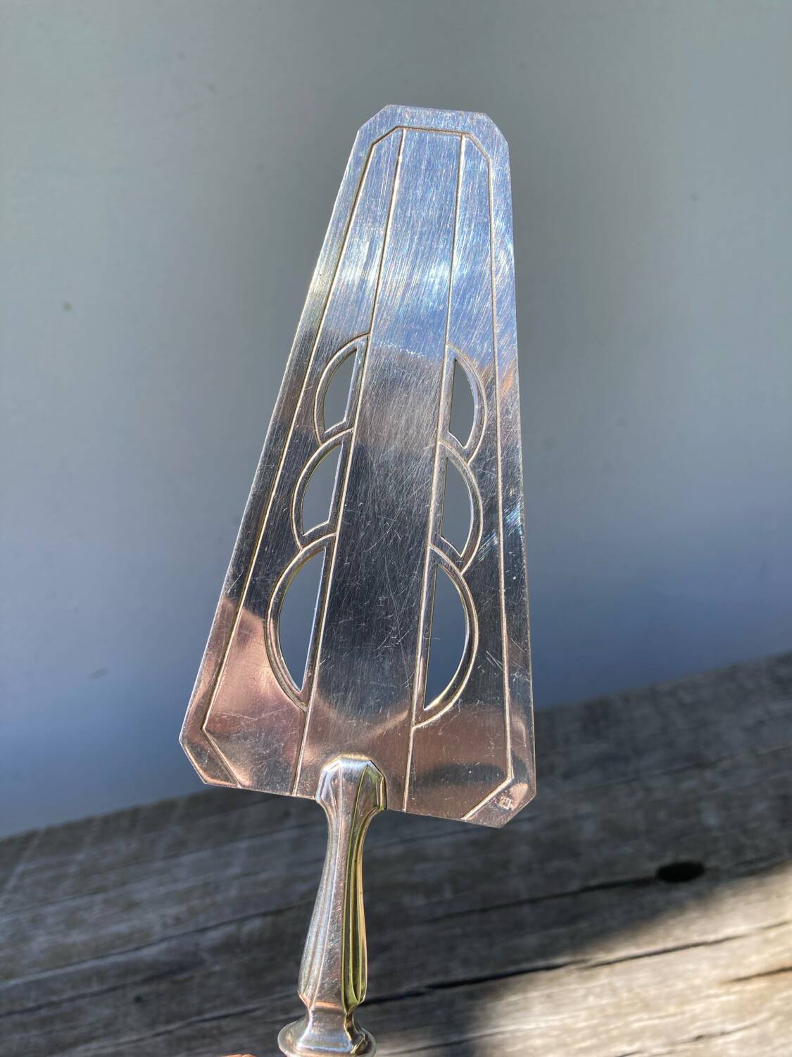 Silver metal art deco pie server