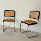 Paire de chaises Marcel Breuer noire cannage