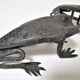 Two metal clipboard frogs patinated vintage brutalist