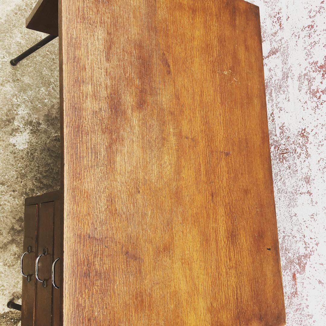 Modernist desk compass feet with drawer box