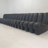 De Sede DS-600 "Non Stop" Snake Shaped Modular Sofa in Full Black Leather