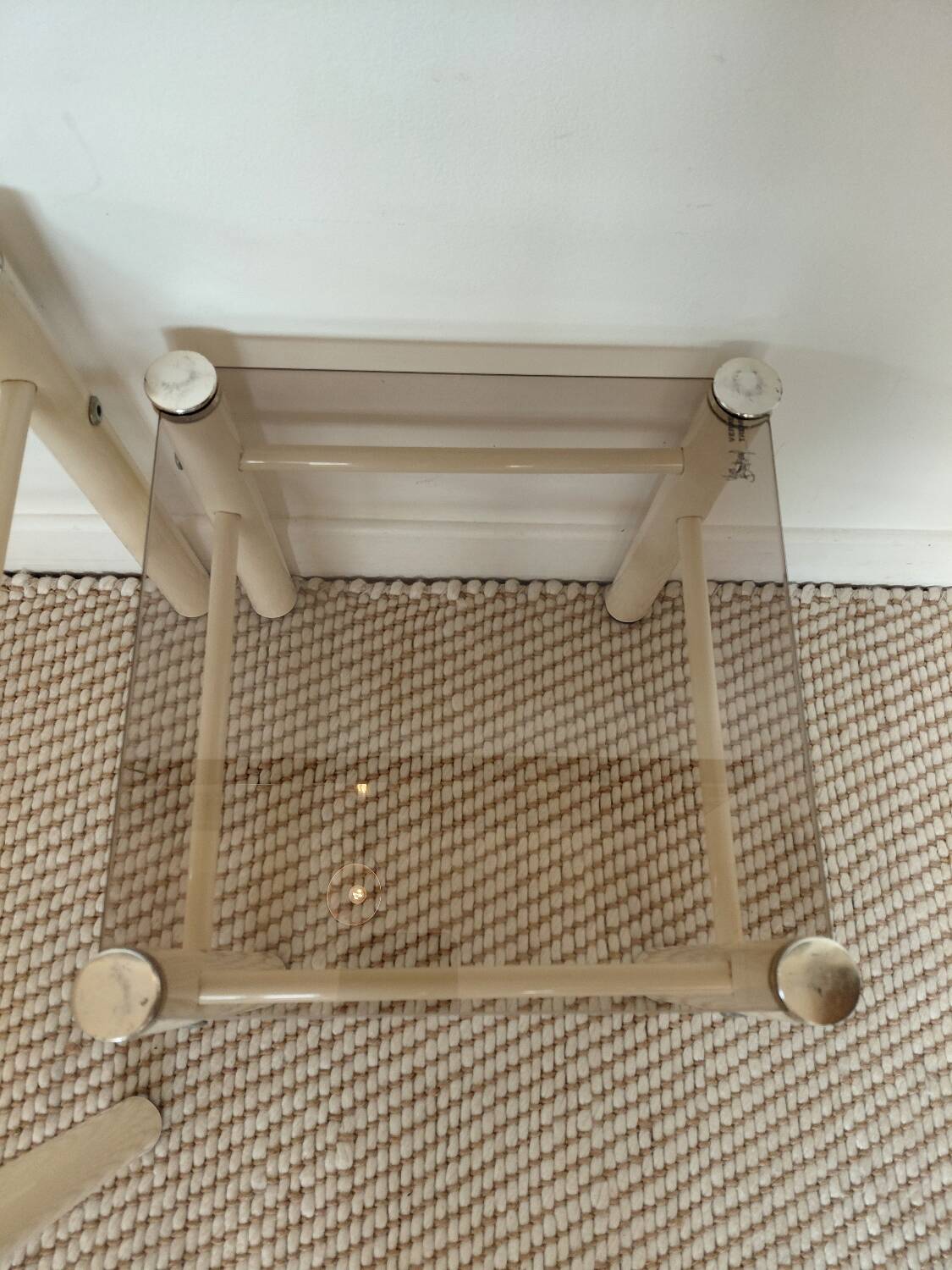 Beige Metal Nesting Tables Yves Boutboul 1970s