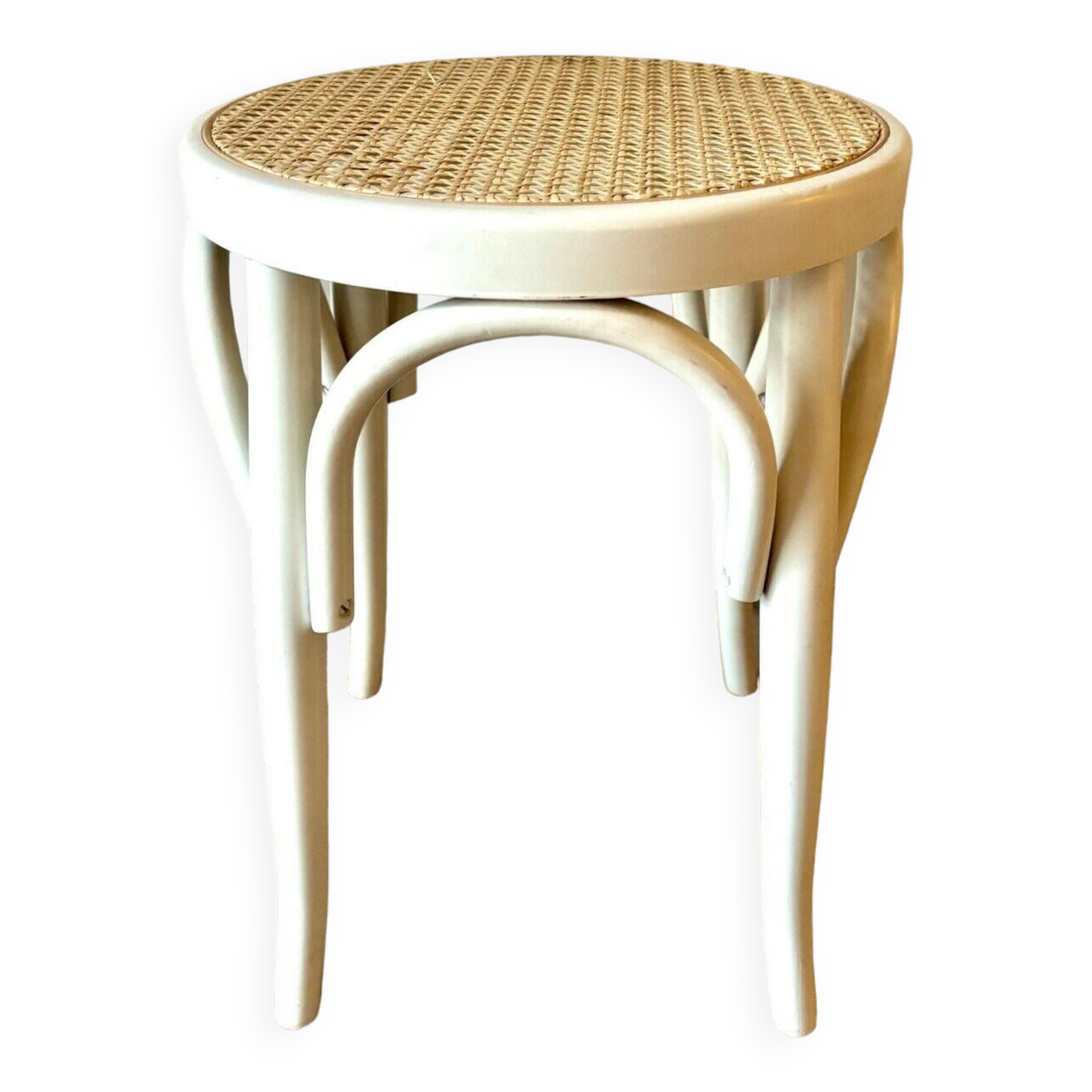 Stool in canework and white bent beech