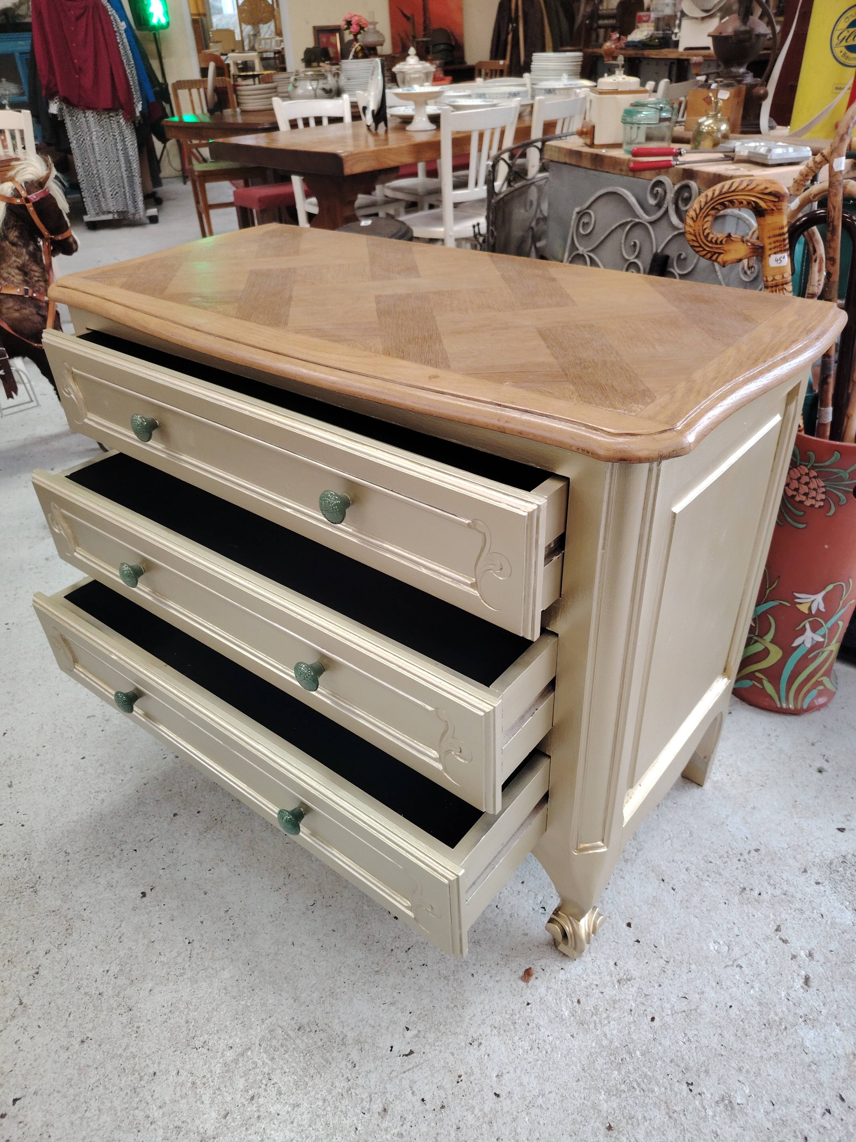 Vintage commode relooked in gold - 1950s