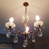 Lustre 3 branches avec pampilles en cristal
