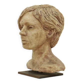 Studio Made Sculpted Woman Buste Portrait Head 1970s