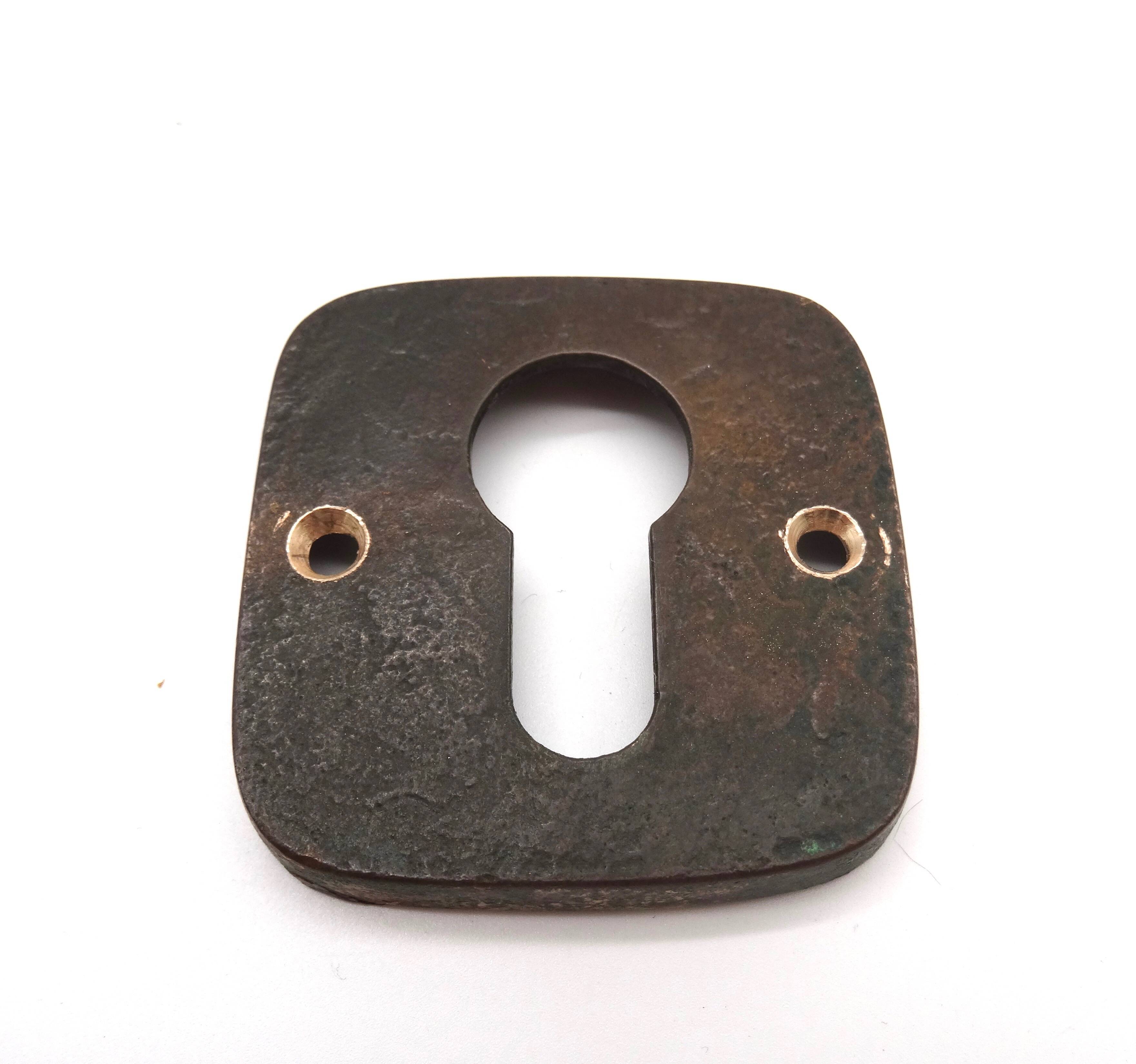 Rare Mid Century Solid Abstract Brutalist Bronze front Door Handle with key hole cover Germany 1960