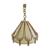 Hanging lamp in rattan and fabric