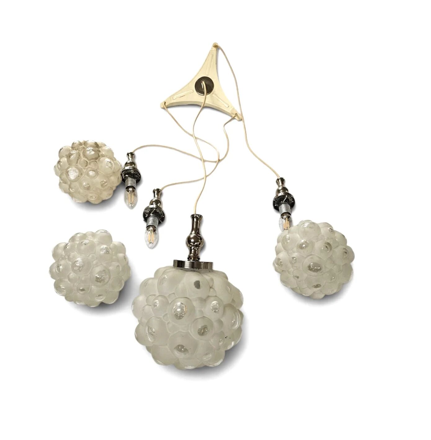 Cascade 4 balls pendant lamp with "bubble glass" shades