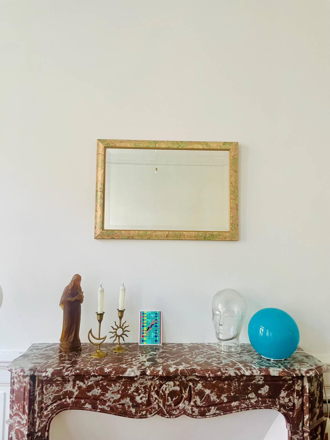 Miroir floral biseauté