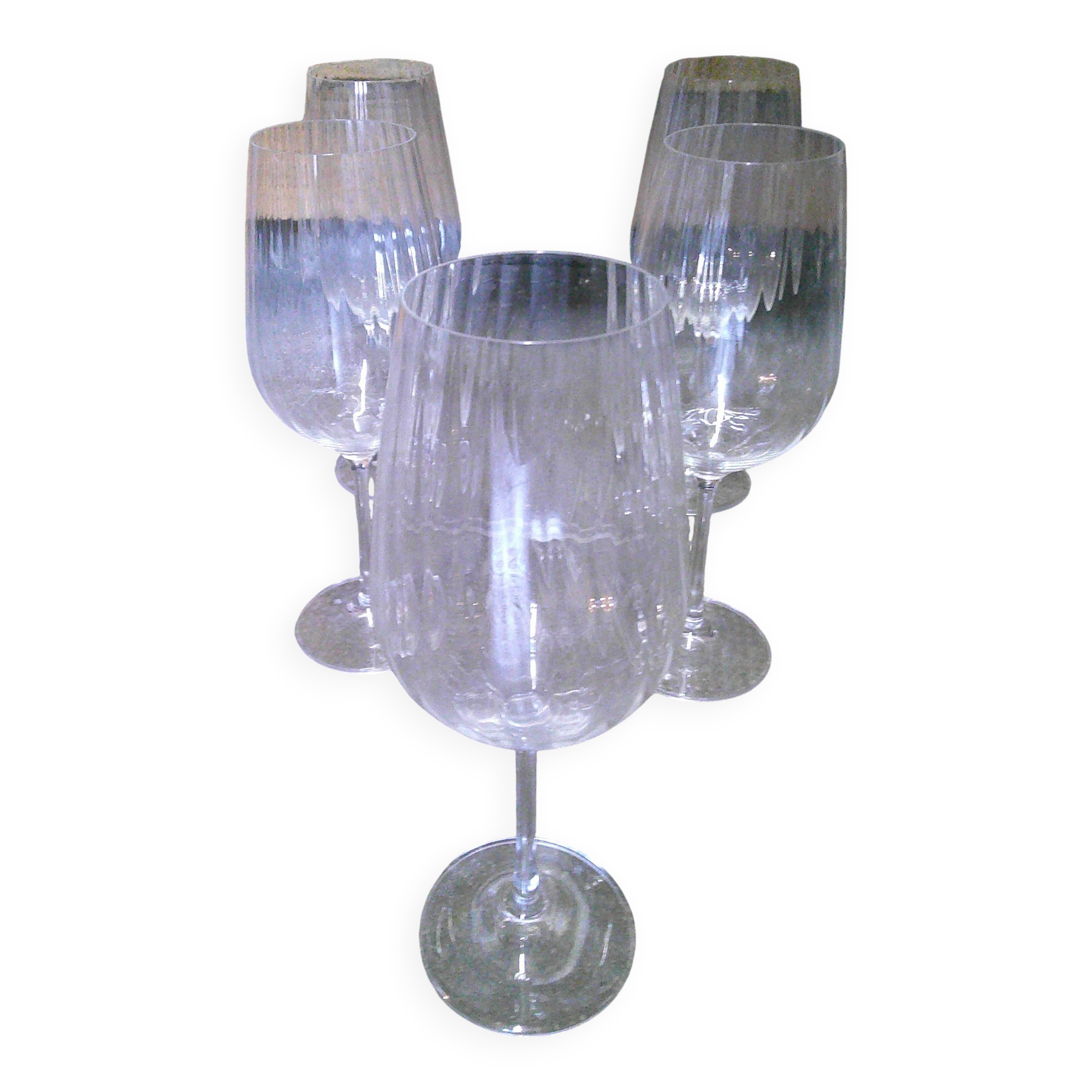 5 Crystal Wine Glasses