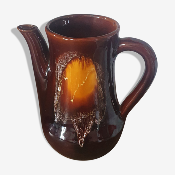 vintage broc pitcher in orange brown ceramic vallauris 20cm high