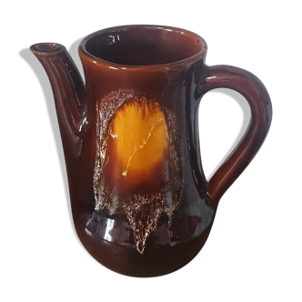 vintage broc pitcher in orange brown ceramic vallauris 20cm high
