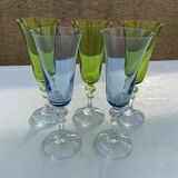 5 colorful champagne flutes